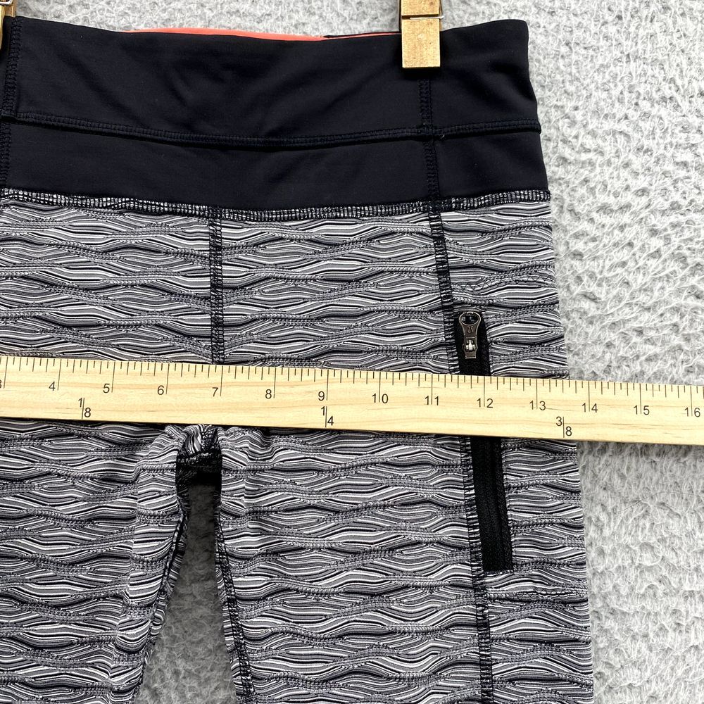 Lululemon Leggings 4 Gray Wavy Print Zipped Pockets Athletic Ankle Jogging Women - Picture 4 of 13